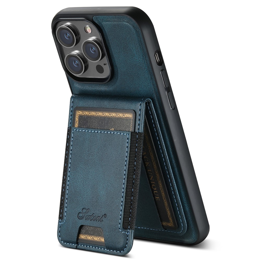 SUTENI H17 For iPhone 12 Pro Case Detachable Card Holder Phone Shell Compatible with MagSafe - Blue