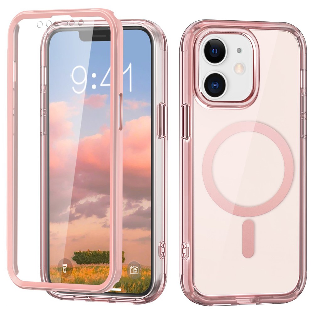 For iPhone 11 Clear Case Front / Back Full Protection Phone Shell Compatible with MagSafe - Pink