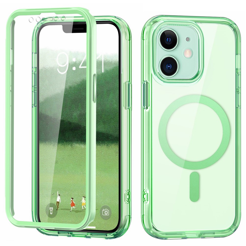 For iPhone 11 Clear Case Front / Back Full Protection Phone Shell Compatible with MagSafe - Green