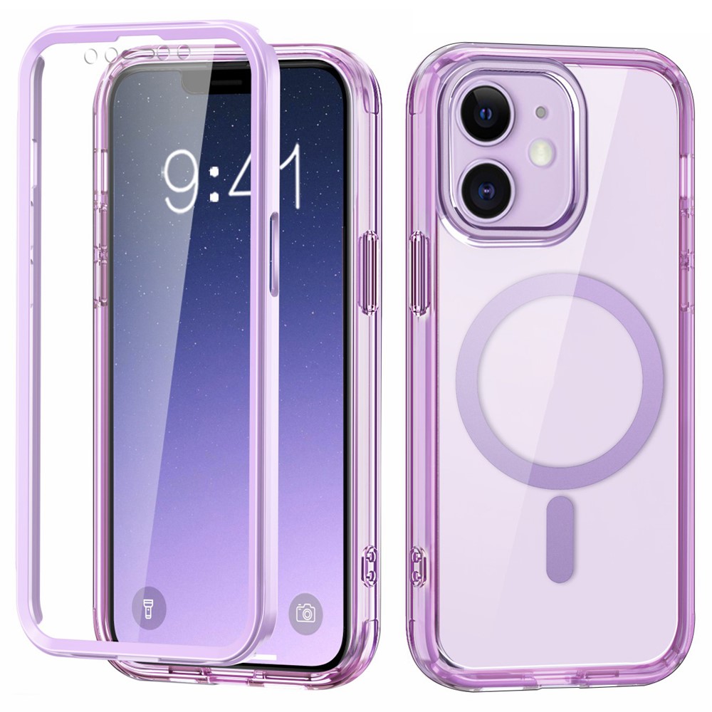 For iPhone 11 Clear Case Front / Back Full Protection Phone Shell Compatible with MagSafe - Light Purple