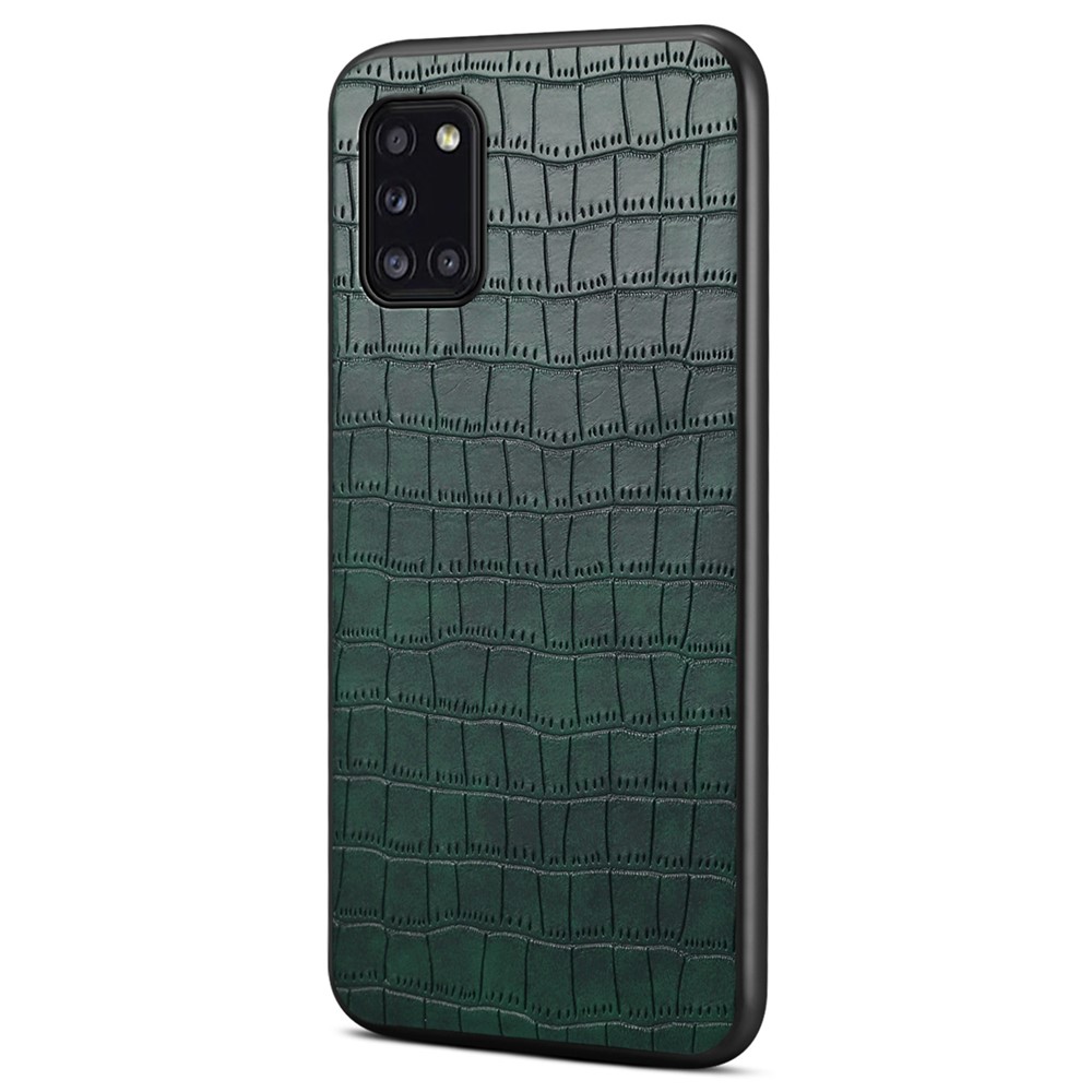 For Samsung Galaxy A31 Shockproof Case Crocodile Textured Leather Hybrid Slim Phone Case - Green