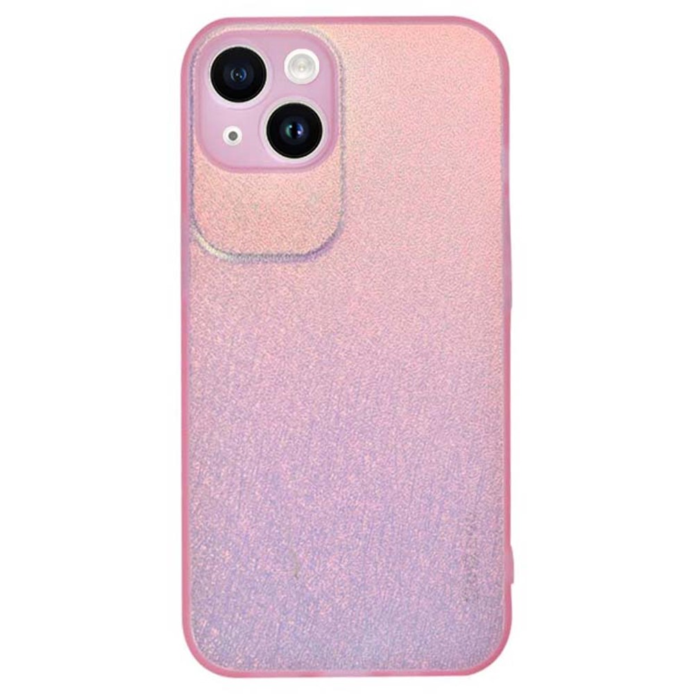 Q.COO Aurora Series for iPhone 14 Plus Case TPU+PET Aurora Aesthetic Phone Cover - Transparent Pink