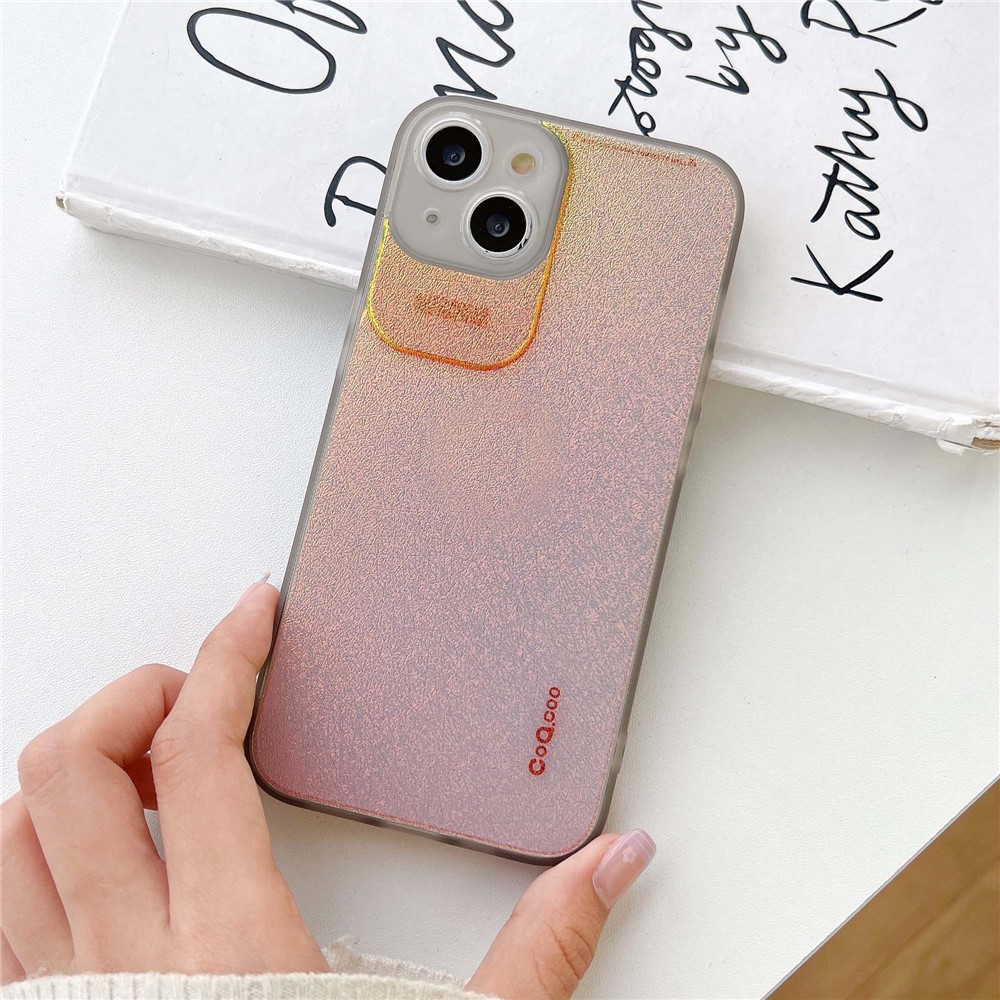 Q.COO Aurora Series for iPhone 14 Plus Case TPU+PET Aurora Aesthetic Phone Cover - Transparent Grey