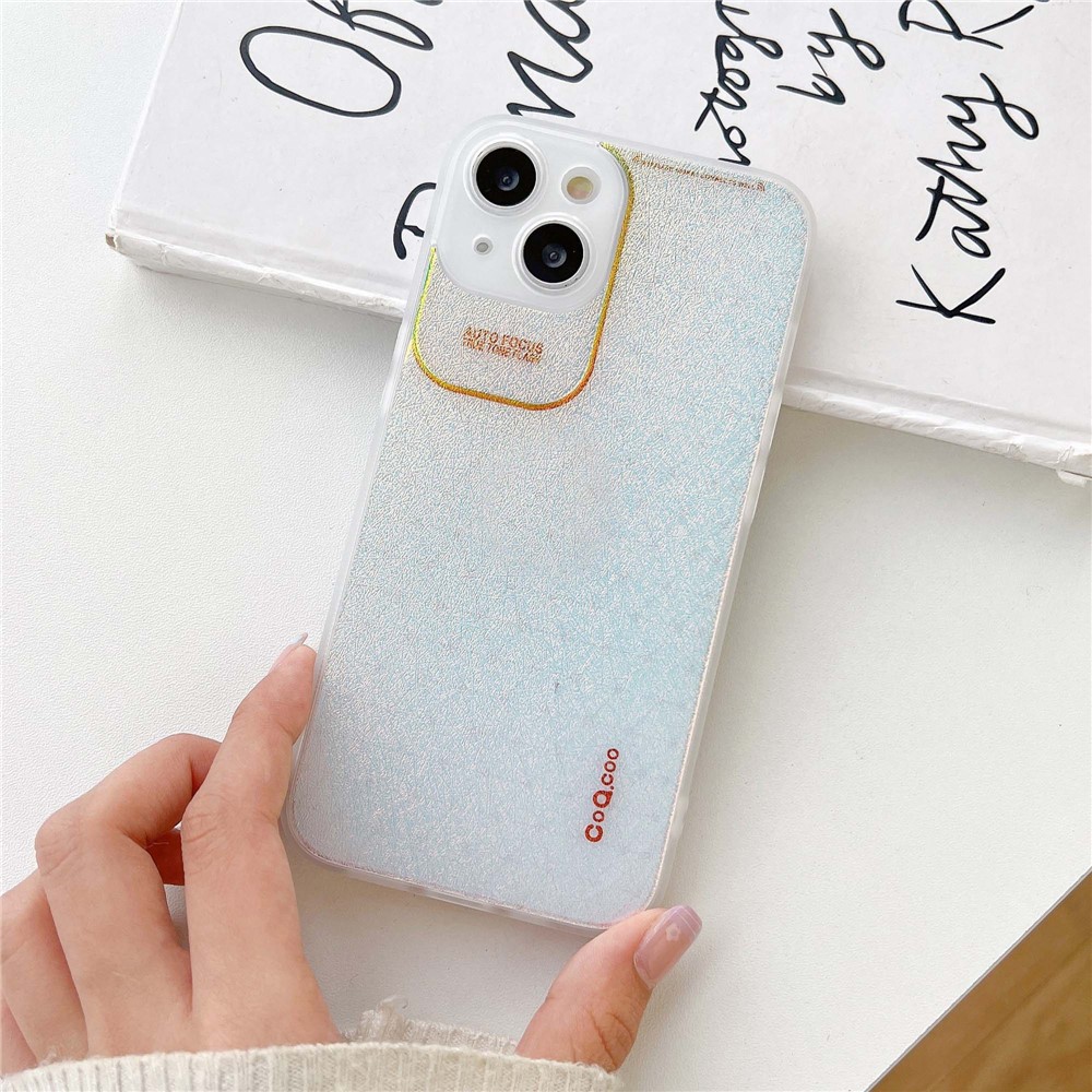 Q.COO Aurora Series for iPhone 14 Plus Case TPU+PET Aurora Aesthetic Phone Cover - Transparent White