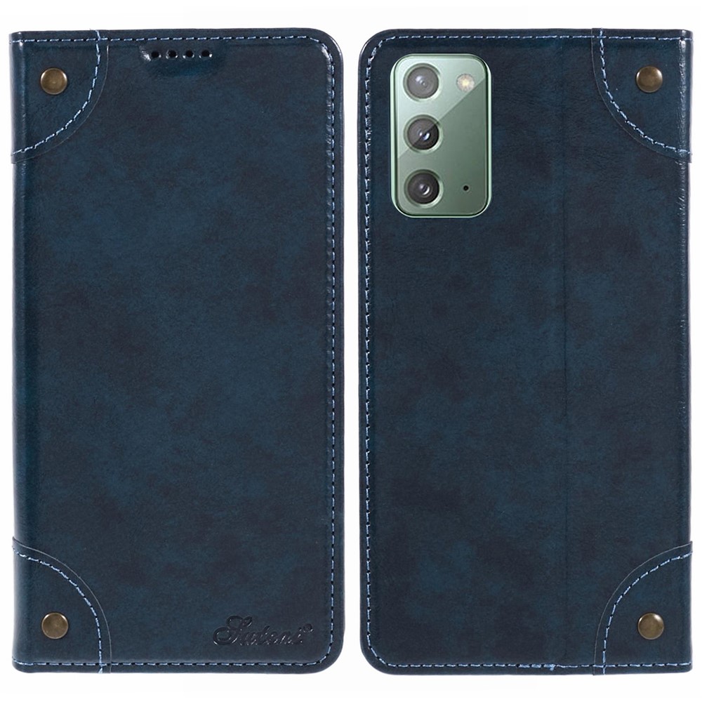 SUTENI For Samsung Galaxy Note20 / Note20 5G Case PU Leather Cover Stand Wallet Phone Shell - Blue