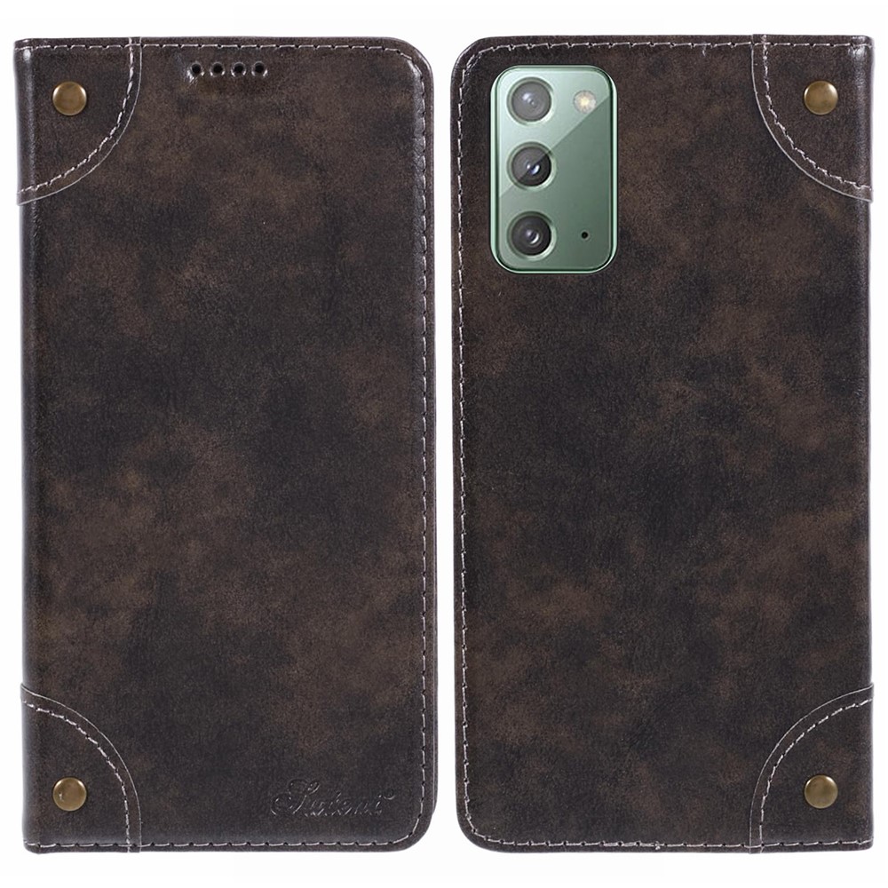 SUTENI For Samsung Galaxy Note20 / Note20 5G Case PU Leather Cover Stand Wallet Phone Shell - Black