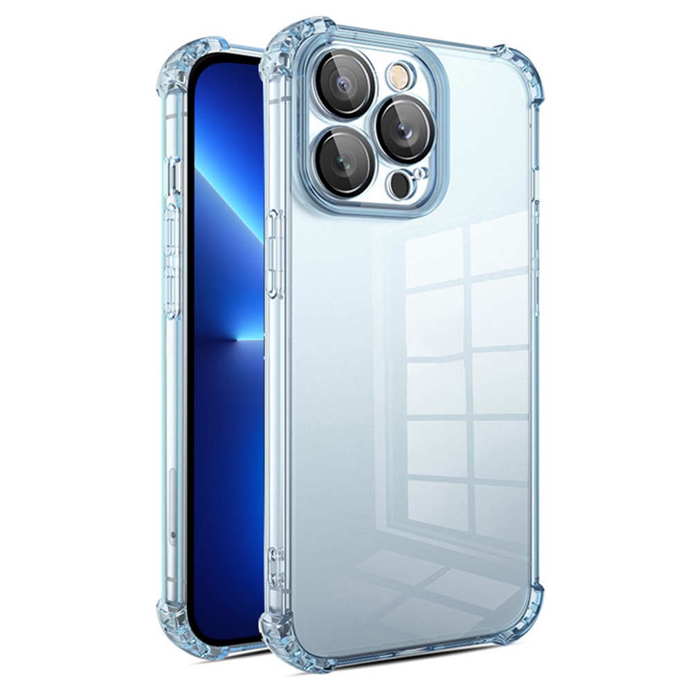 For iPhone 13 Pro Case TPU Anti-Scratch Phone Cover with PVC Lens Film - Blue