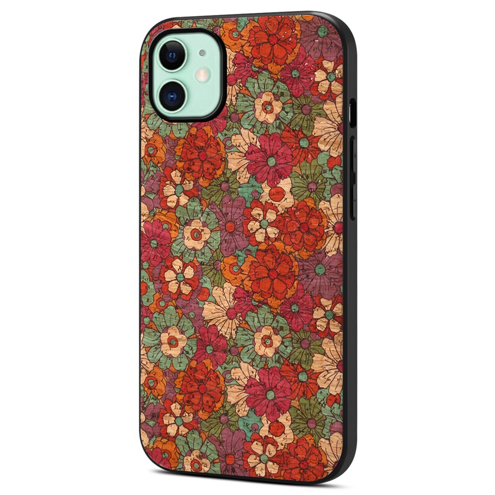 For iPhone 11 Case Floral Pattern Leather+PC+TPU Hybrid Shockproof Phone Cover - Summer / Red
