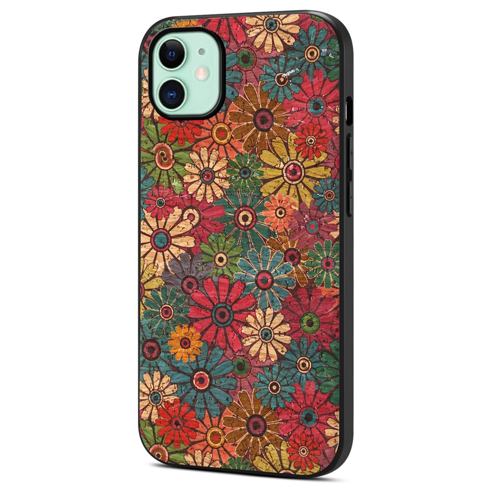 For iPhone 11 Case Floral Pattern Leather+PC+TPU Hybrid Shockproof Phone Cover - Spring / Green