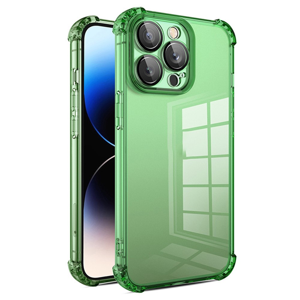 For iPhone 12 Pro Case Corner Protection TPU Phone Cover with Camera Lens Protector - Green