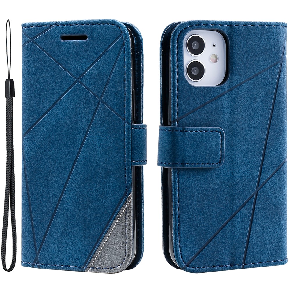 For iPhone 12 mini Case Wallet Leather Phone Cover Skin-touch Texture - Blue