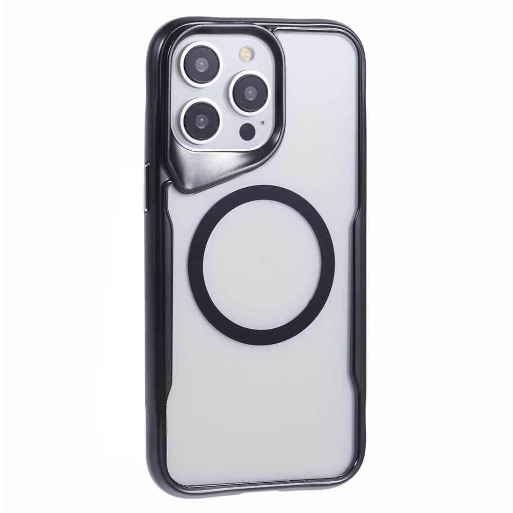 JJ3 Series for iPhone 13 Pro Magnetic Case TPU+Acrylic Transparency Electroplating Phone Cover - Black