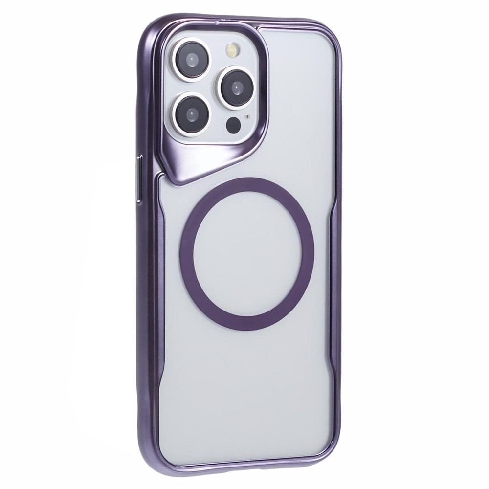 JJ3 Series for iPhone 13 Pro Magnetic Case TPU+Acrylic Transparency Electroplating Phone Cover - Purple