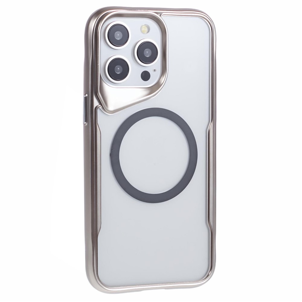 JJ3 Series for iPhone 12 / 12 Pro Magnetic Case TPU+Acrylic Transparent Shockproof Phone Cover - Grey