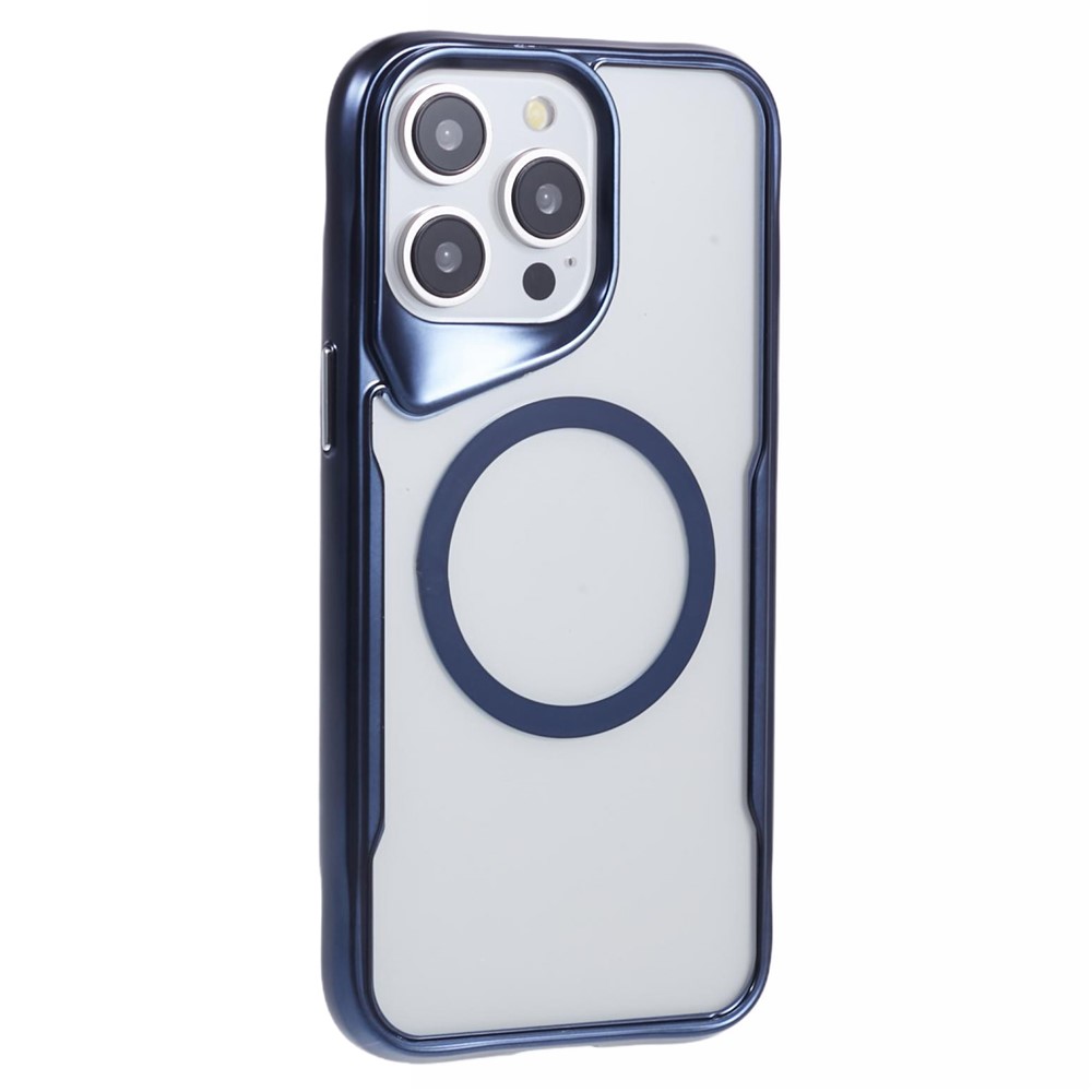 JJ3 Series for iPhone 12 / 12 Pro Magnetic Case TPU+Acrylic Transparent Shockproof Phone Cover - Blue