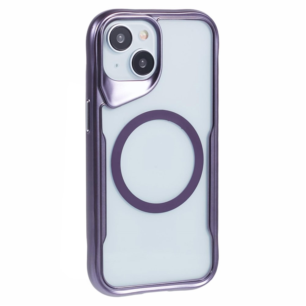 JJ3 Series for iPhone 15 Plus Case Protective TPU+Acrylic Magnetic Phone Cover - Purple