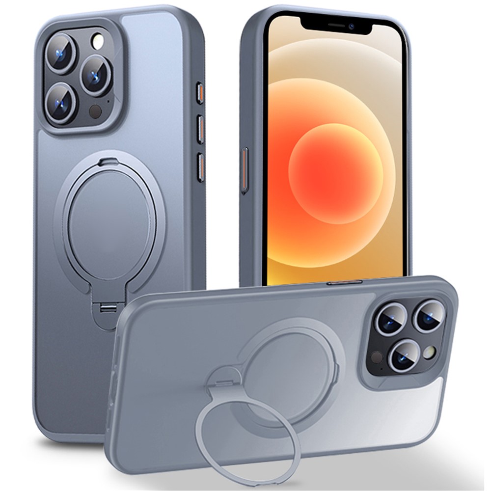 For iPhone 12 Pro / 12 Case Kickstand Shell Compatible with MagSafe TPU+PC Slim-Fit Phone Cover - Grey