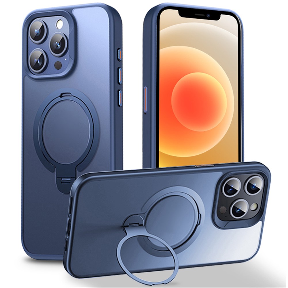 For iPhone 12 Pro / 12 Case Kickstand Shell Compatible with MagSafe TPU+PC Slim-Fit Phone Cover - Blue