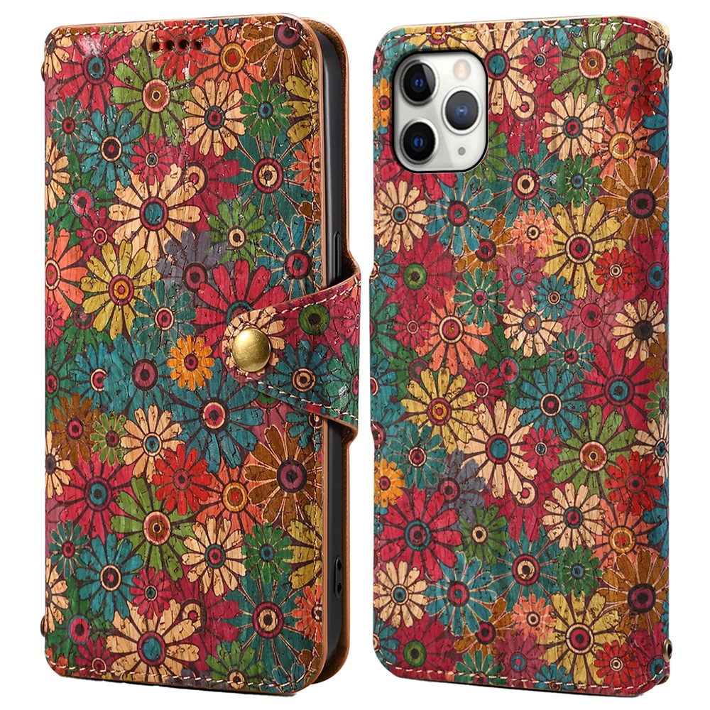 For iPhone 11 Pro Max Floral Phone Case PU Leather Wallet Full Protection Cover - Spring / Green