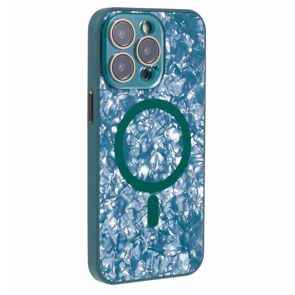 YUX Series For 	iPhone 12 Pro 6.1 inch Cell Phone Cases Cracked Ice Pattern Scratch-proof Shell Compatible with MagSafe - Army Green