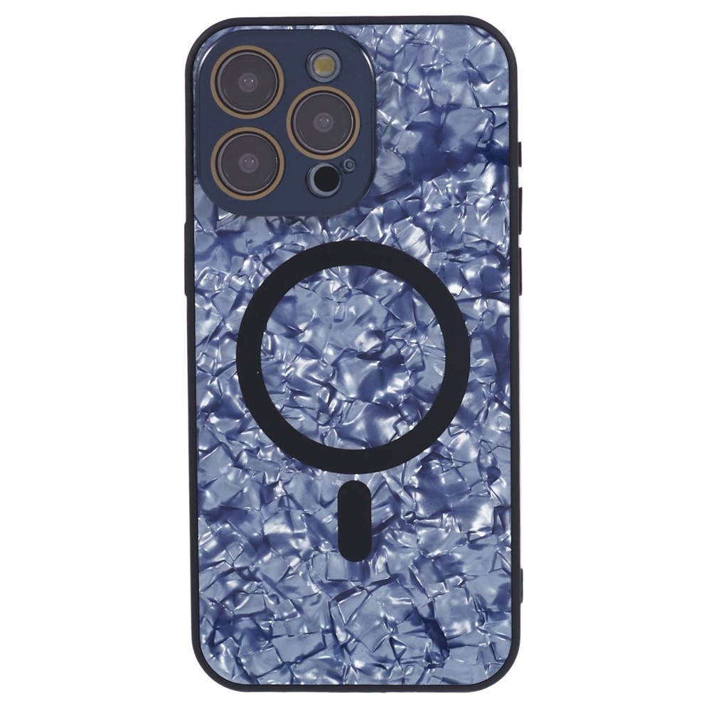 YUX Series For 	iPhone 12 Pro 6.1 inch Cell Phone Cases Cracked Ice Pattern Scratch-proof Shell Compatible with MagSafe - Black