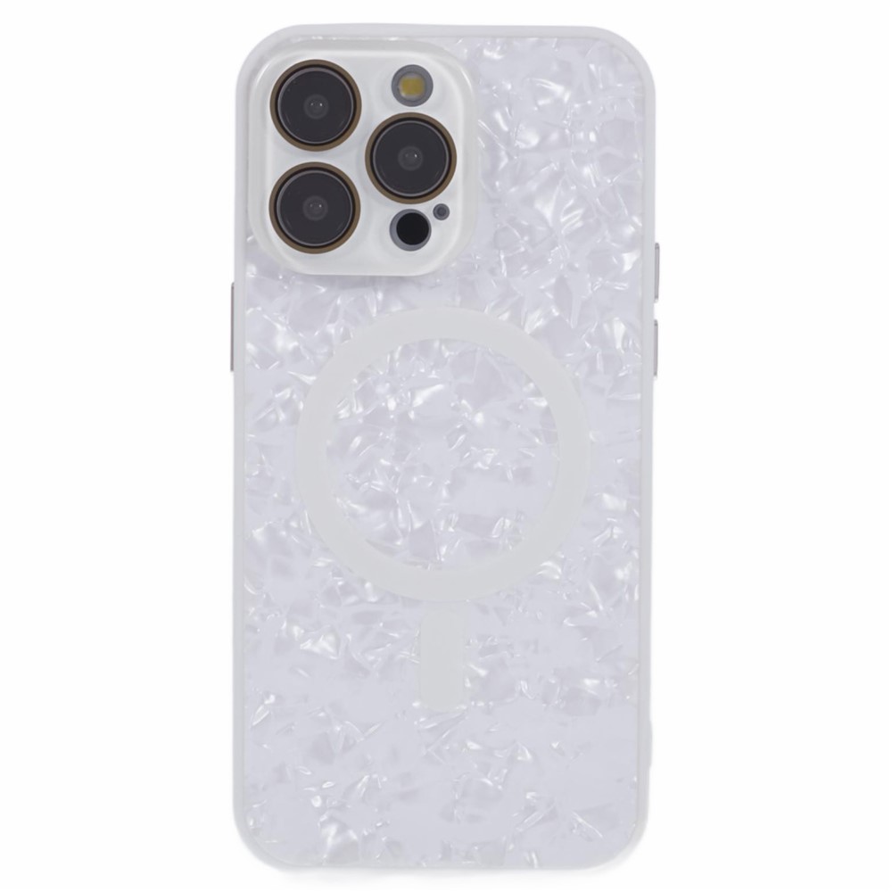 YUX Series For 	iPhone 12 Pro 6.1 inch Cell Phone Cases Cracked Ice Pattern Scratch-proof Shell Compatible with MagSafe - White