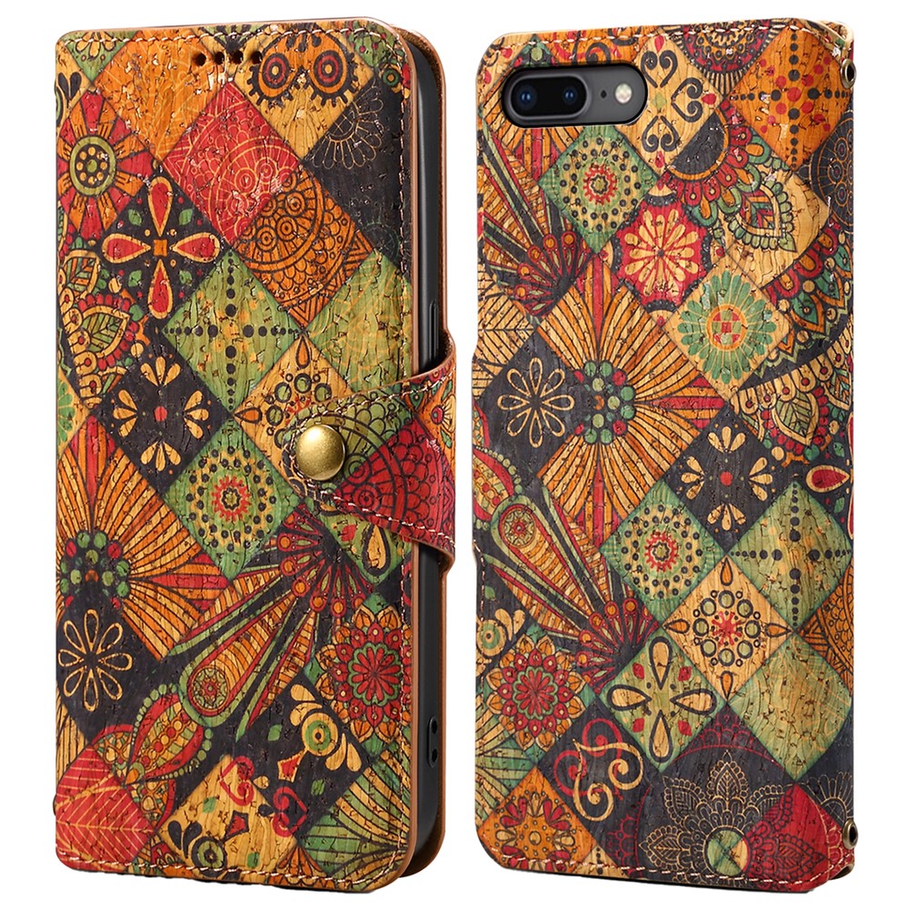 For iPhone 7 Plus / 8 Plus Case Floral Printing Anti-Drop Leather Phone Cover with Wallet - Autumn / Yellow