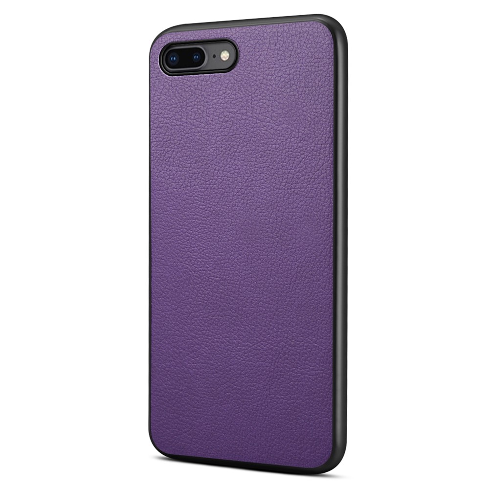 For iPhone 7 Plus / 8 Plus Case Calf Texture PU+PC+TPU Protective Phone Cover - Purple