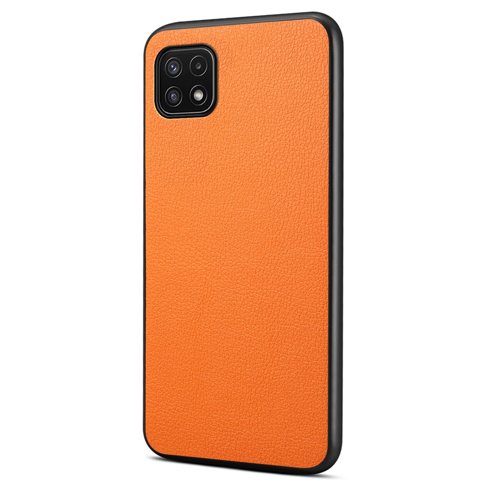 For Samsung Galaxy A22 5G (EU Version) Case PU Leather Fingerprint-Resistant Back Cover - Orange