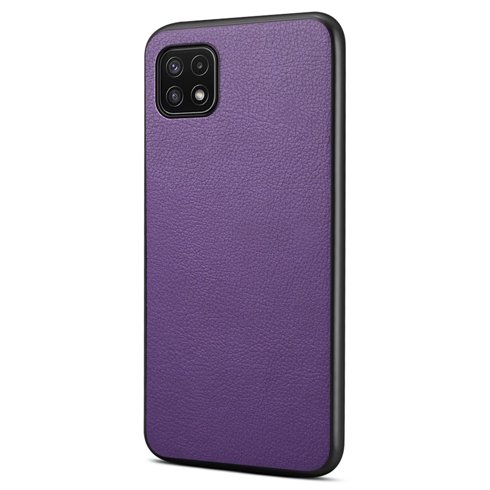 For Samsung Galaxy A22 5G (EU Version) Case PU Leather Fingerprint-Resistant Back Cover - Purple