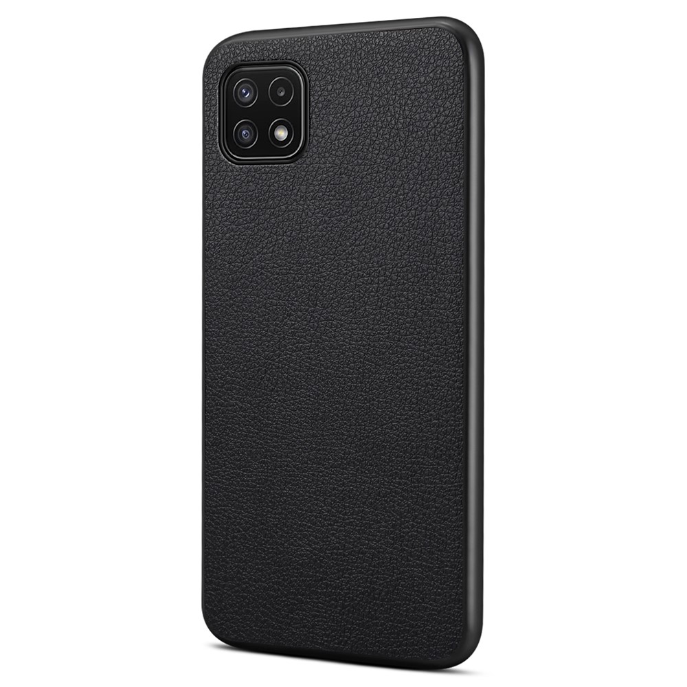 For Samsung Galaxy A22 5G (EU Version) Case PU Leather Fingerprint-Resistant Back Cover - Black