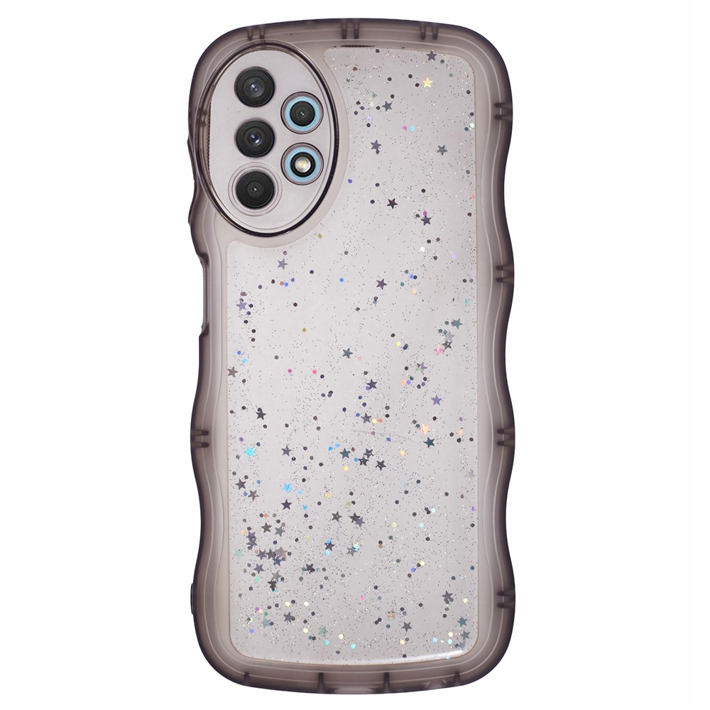 JTW Series for Samsung Galaxy A32 4G (EU Version) Case Glitter Stars Wavy Edge TPU Phone Cover - Transparent Black