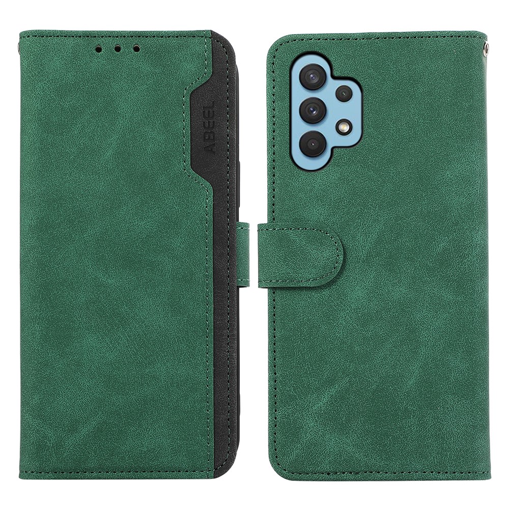 ABEEL For Samsung Galaxy A32 4G (EU Version) Wallet Phone Case PU Leather RFID Blocking Shockproof Phone Cover - Green