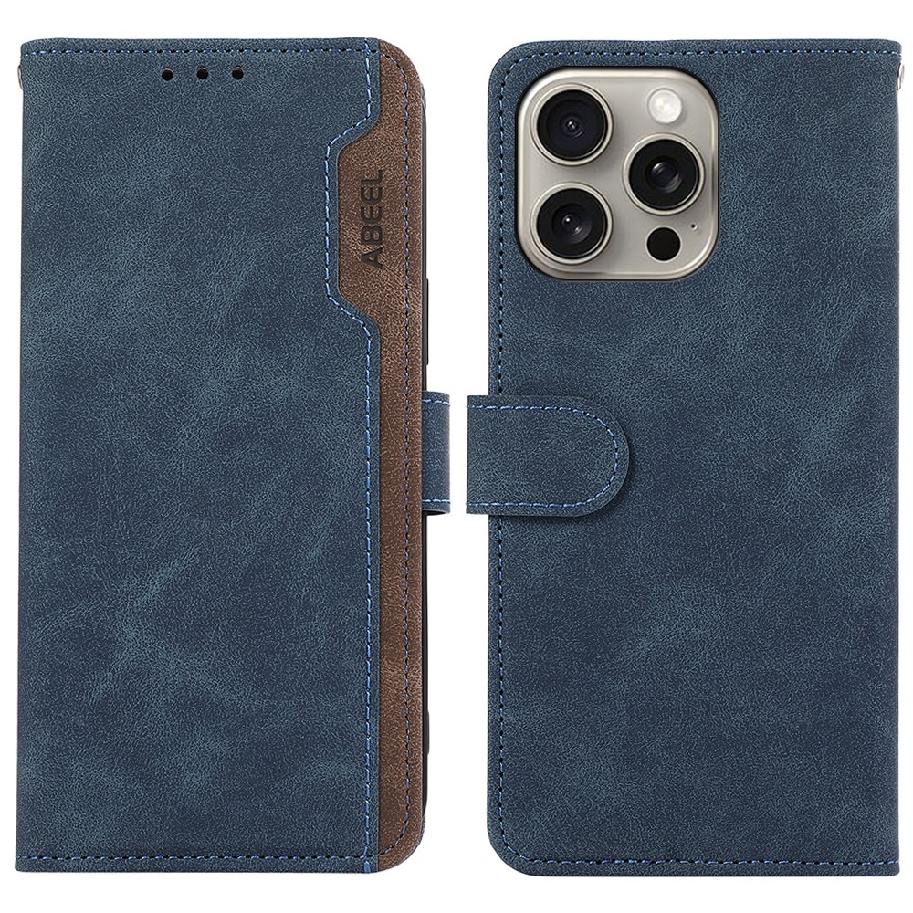 ABEEL For iPhone 13 Pro Max Case with RFID Blocking Leather Wallet Flip Folio Stand Phone Cover - Blue