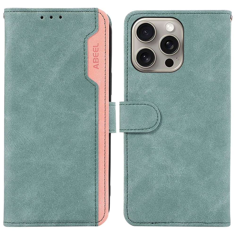 ABEEL For iPhone 13 Pro Max Case with RFID Blocking Leather Wallet Flip Folio Stand Phone Cover - Baby Blue