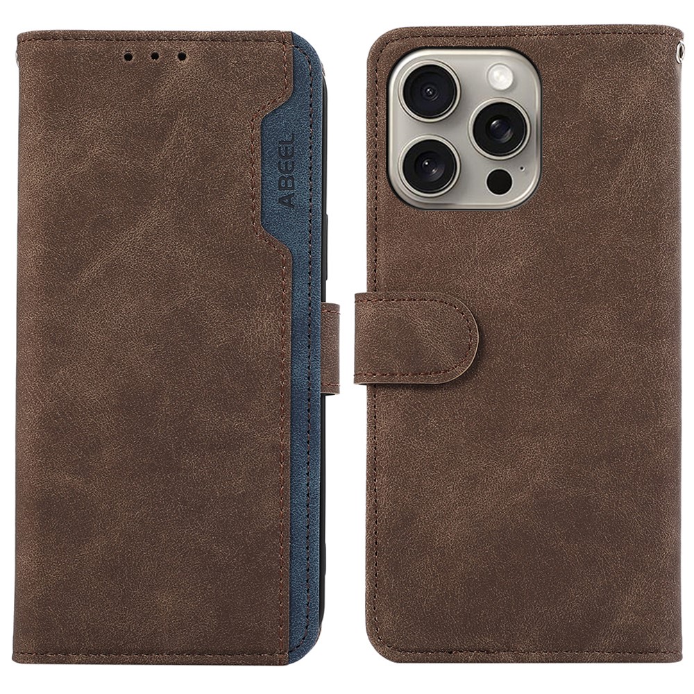 ABEEL For iPhone 12 / 12 Pro Case Color Matching RFID Blocking Leather Phone Cover with Wallet - Brown