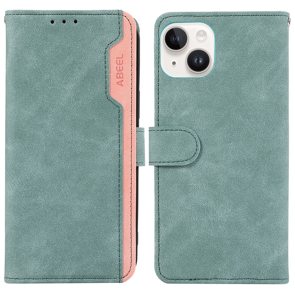 ABEEL For iPhone 14 Plus Wallet Case PU Leather RFID Blocking Flip Shockproof Phone Cover - Baby Blue