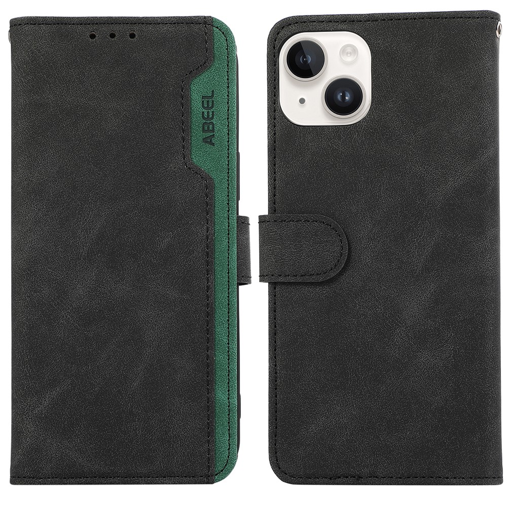 ABEEL For iPhone 14 Plus Wallet Case PU Leather RFID Blocking Flip Shockproof Phone Cover - Black