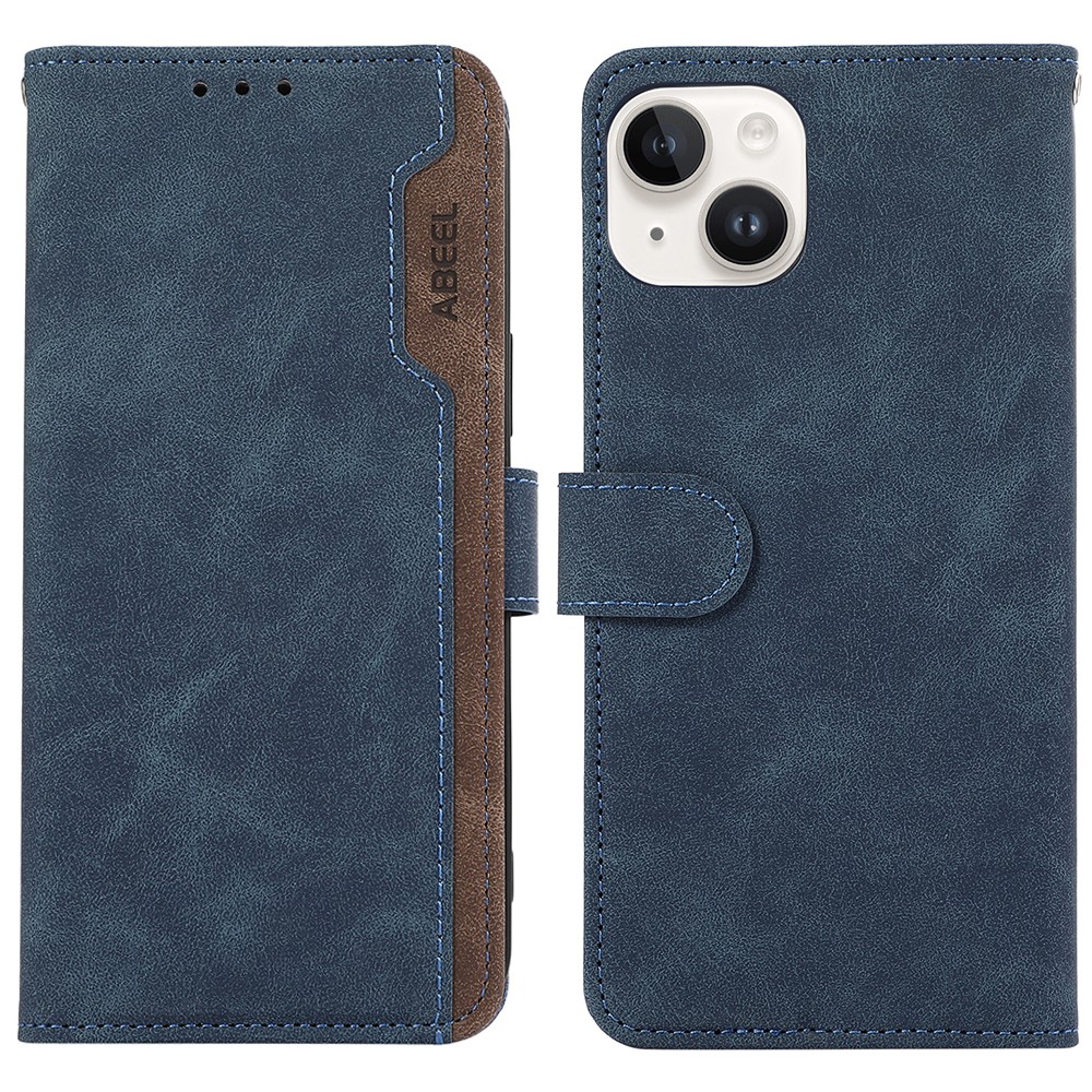 ABEEL For iPhone 15 Plus Phone Cover Color Matching RFID Blocking Card Slots Case - Blue