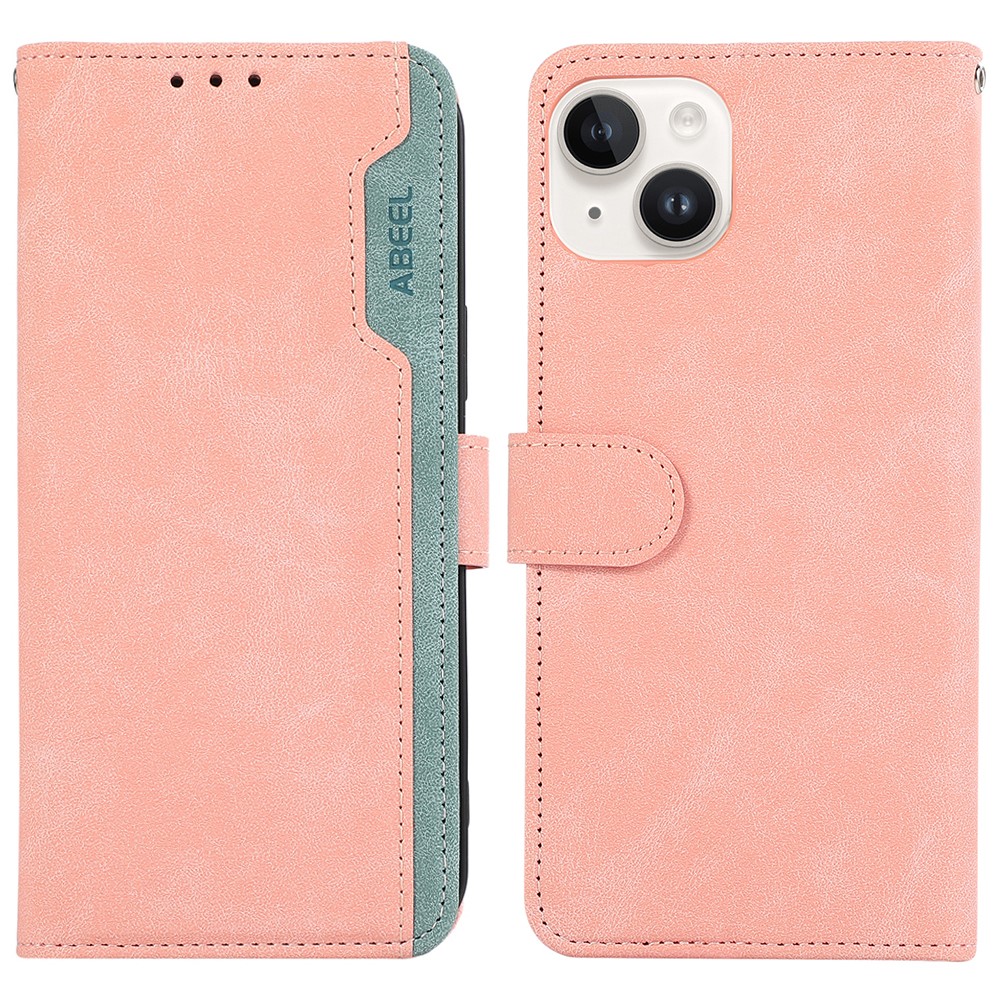 ABEEL For iPhone 15 Plus Phone Cover Color Matching RFID Blocking Card Slots Case - Pink