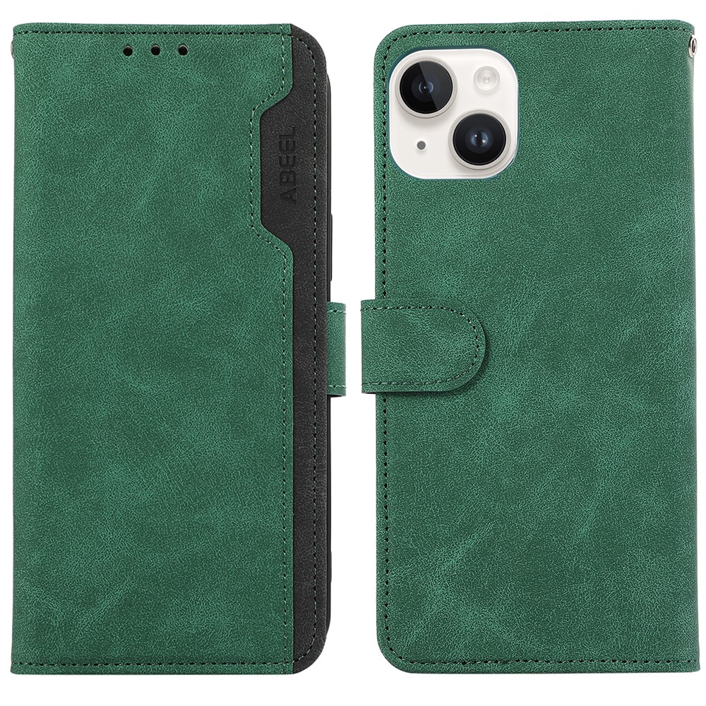 ABEEL For iPhone 15 Plus Phone Cover Color Matching RFID Blocking Card Slots Case - Green