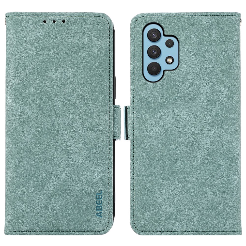 ABEEL For Samsung Galaxy A32 4G (EU Version) Case RFID Blocking Wallet Leather Stand Phone Cover - Baby Blue