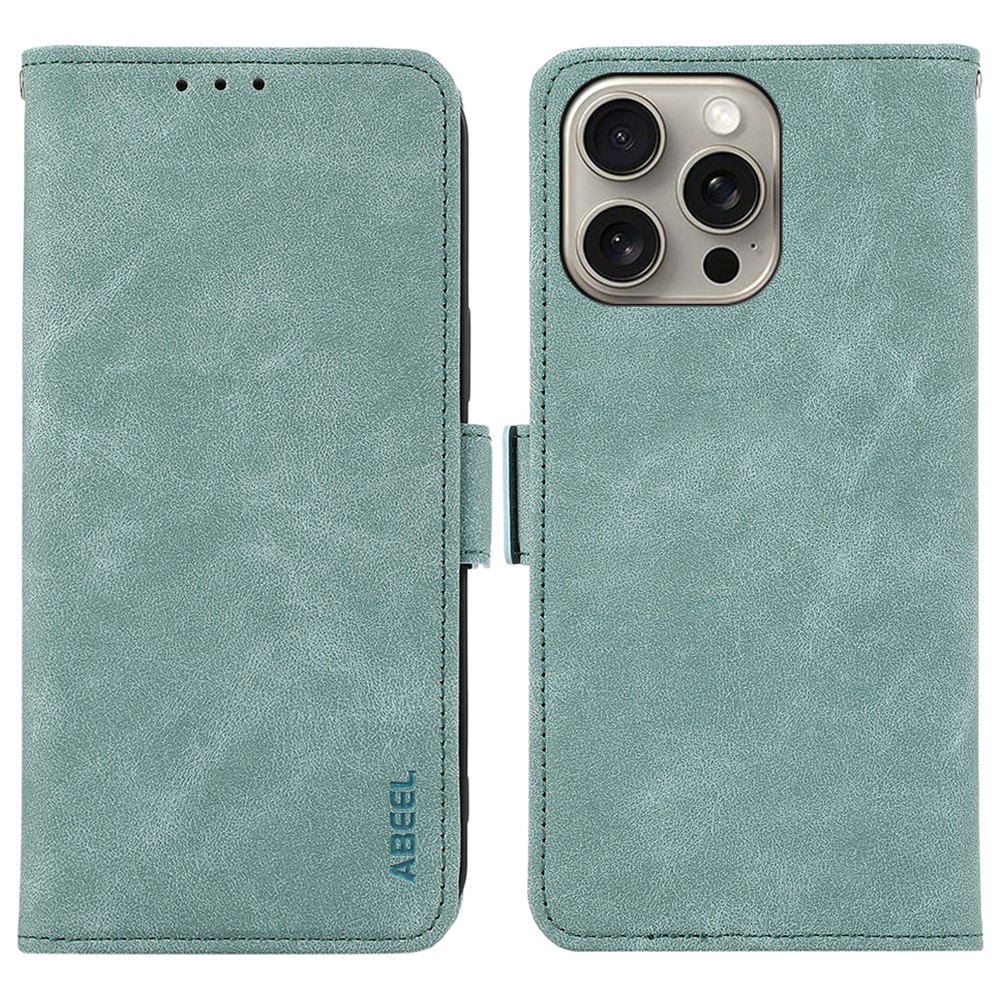 ABEEL For iPhone 13 Pro Max Wallet Phone Case RFID Blocking Leather Flip Cover Side Magnetic Clasp - Baby Blue