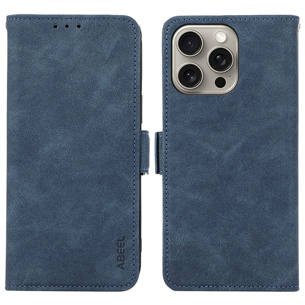 ABEEL For iPhone 13 Pro Leather Case Side Magnetic Clasp RFID Blocking Wallet Phone Case - Blue