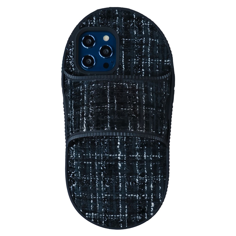 For iPhone 12 / 12 Pro Case Slipper Style TPU Phone Cover Mirror Design - Black