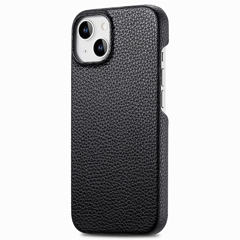 Y1 For iPhone 14 Plus Case Anti-scratch Litchi Texture PU Leather Coated PC Phone Cover - Black