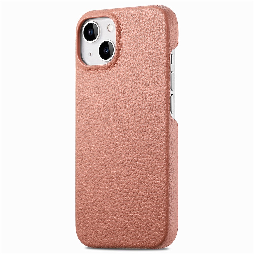 Y1 For iPhone 14 Plus Case Anti-scratch Litchi Texture PU Leather Coated PC Phone Cover - Pink