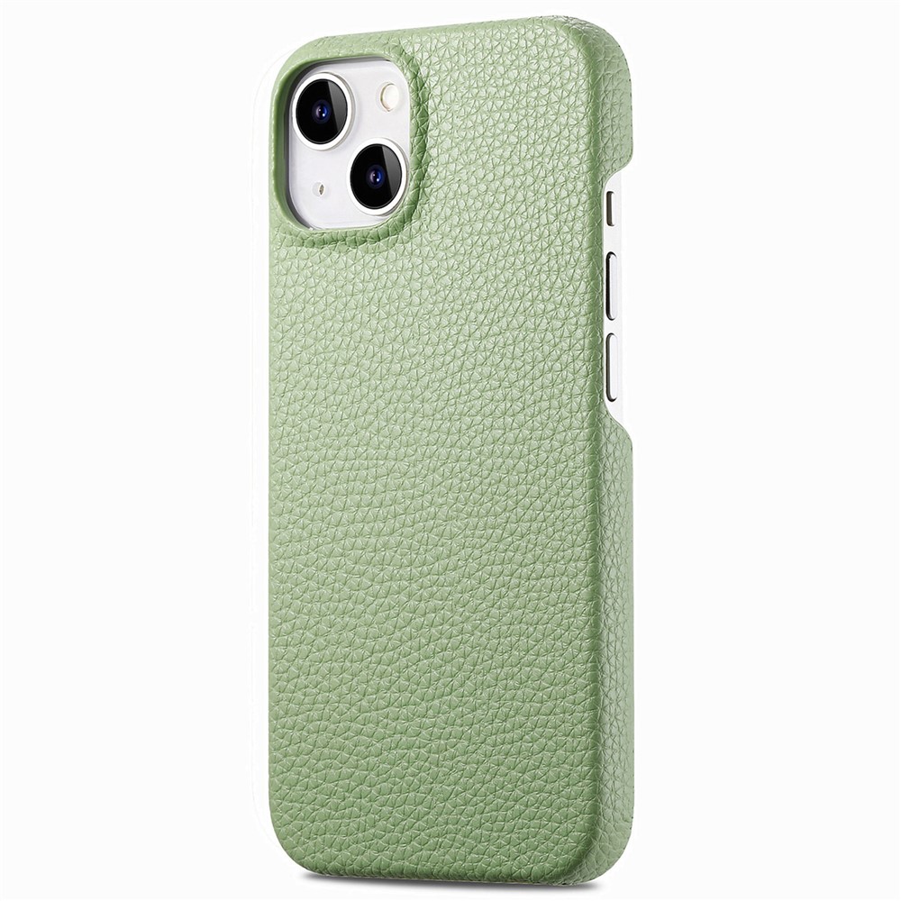 Y1 For iPhone 14 Plus Case Anti-scratch Litchi Texture PU Leather Coated PC Phone Cover - Matcha Green