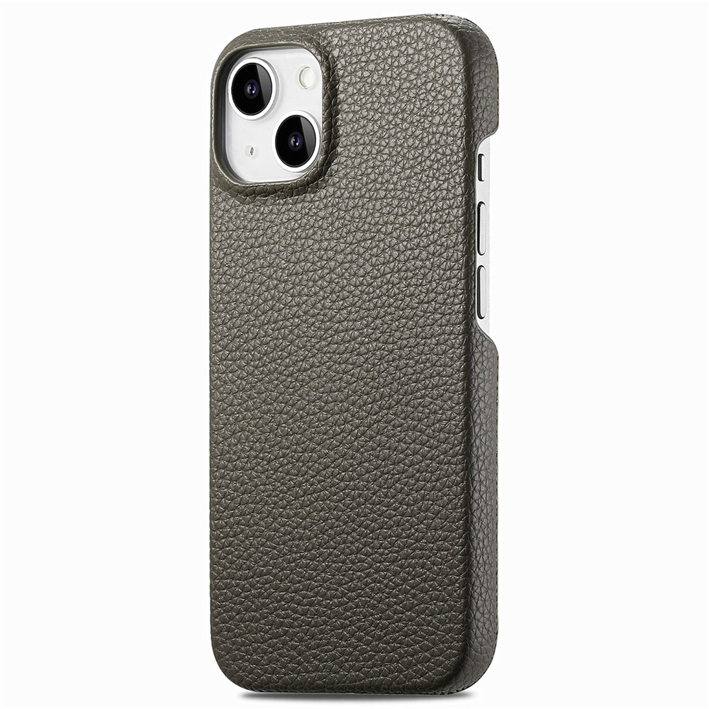Y1 For iPhone 14 Plus Case Anti-scratch Litchi Texture PU Leather Coated PC Phone Cover - Silver Grey