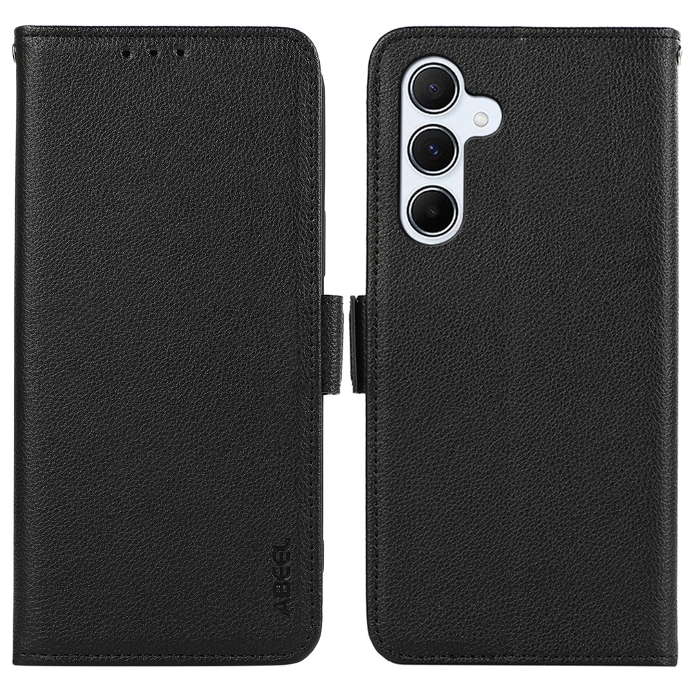 ABEEL For Samsung Galaxy A04s 4G (164.7mm) / A13 5G Case Litchi Texture RFID Blocking Leather Phone Cover - Black